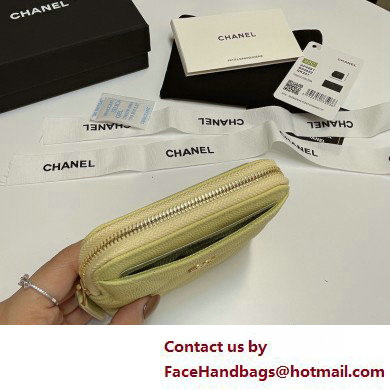 Chanel Grained Calfskin  &  Gold-Tone Metal Zip Coin Purse AP2061 Yellow 2025